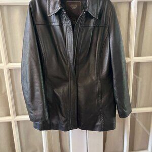 Coach Women's Black Leather Jacket - Size Large